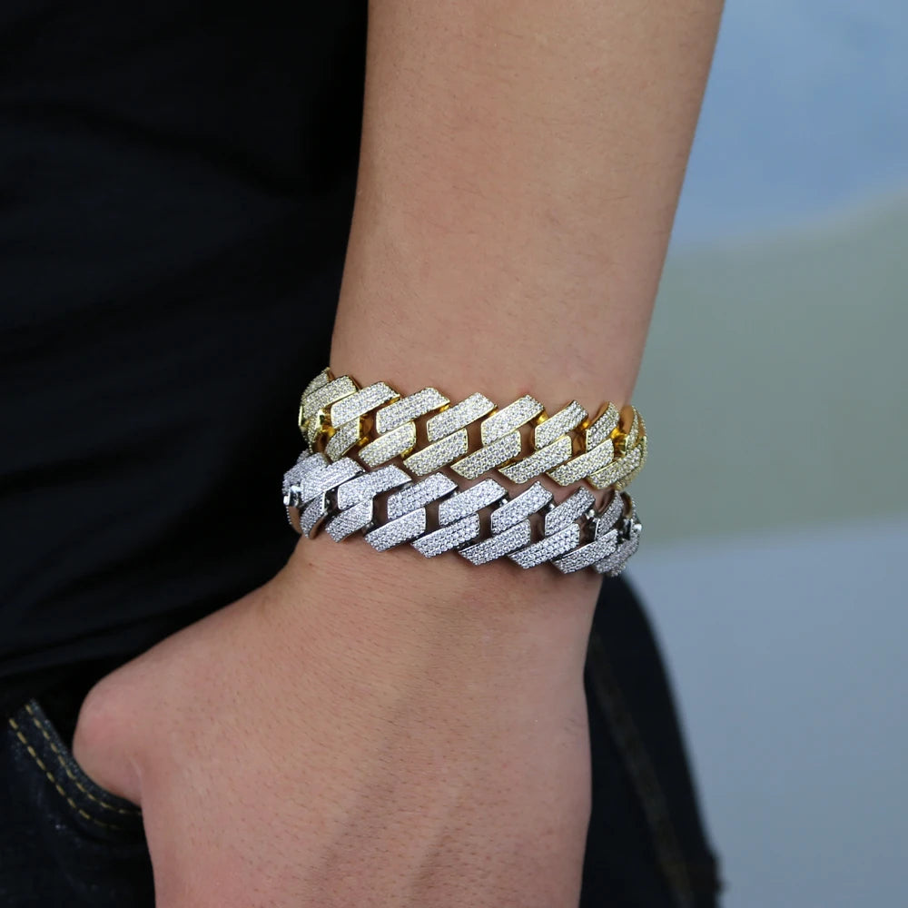 High quality iced out men jewelry 5A cz hip hop new micro pave 19mm cuban link chain big heavy chunky necklace for men boy