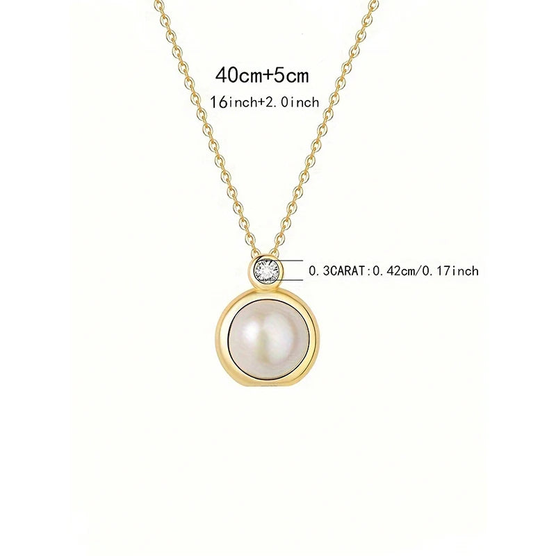 Elegant Gold Pearl Pendant Necklace with Crystal Accent