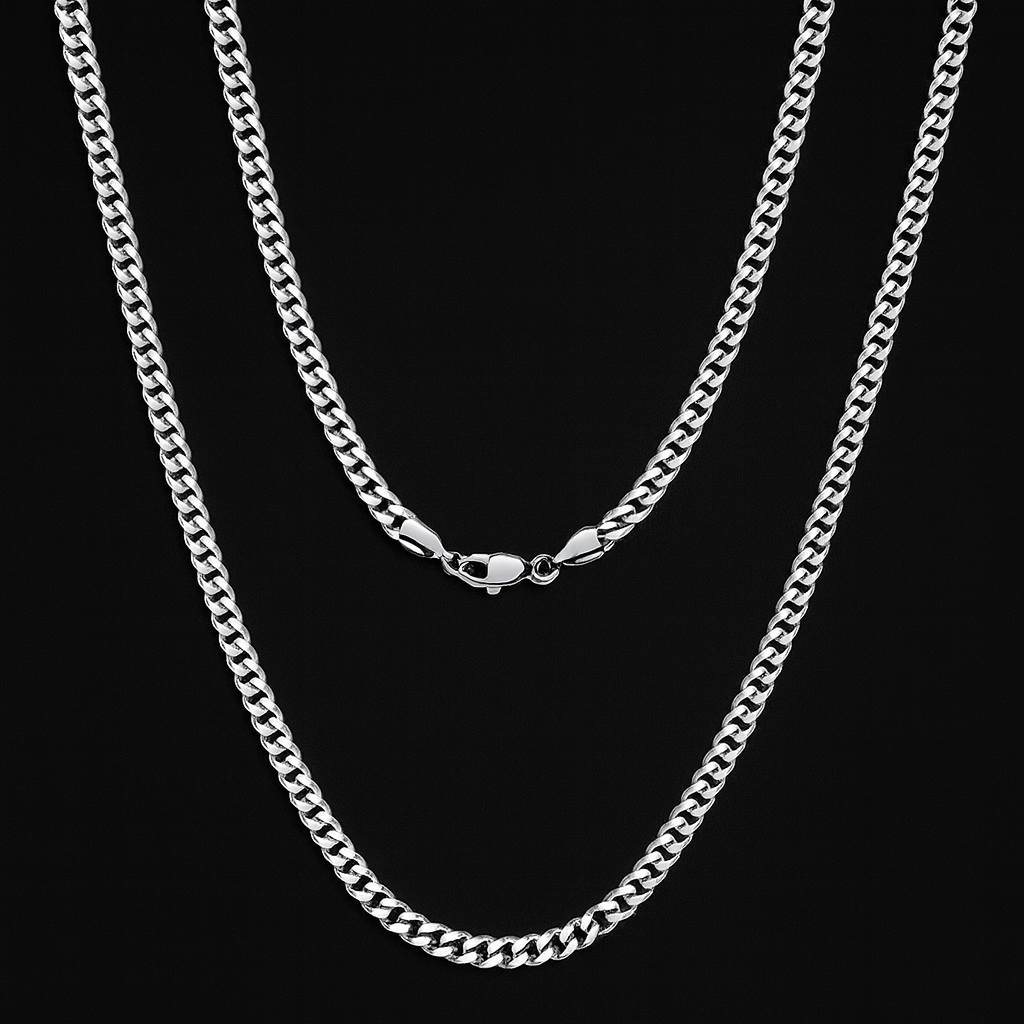 Classic Silver Cuban Link Chain Necklace – Sleek and Timeless Design