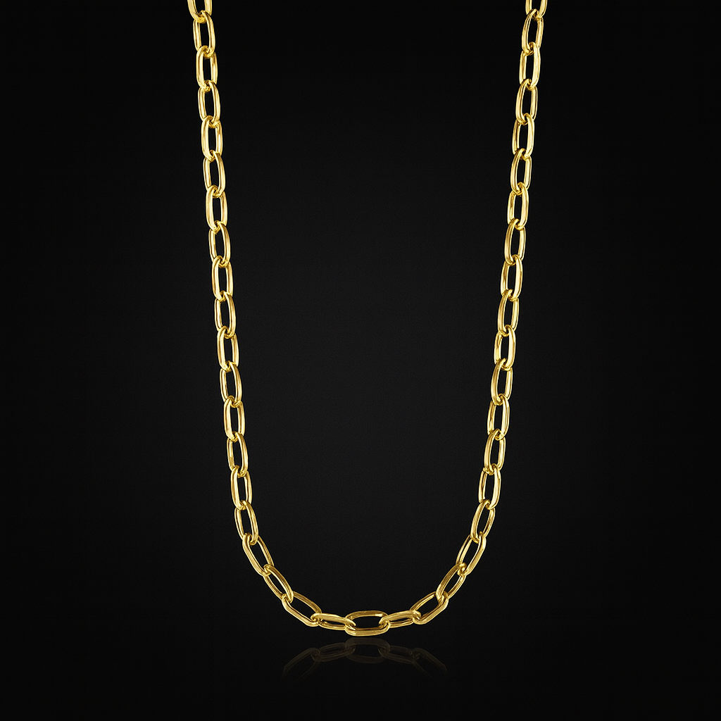 Layered Gold Oval Link Chain Necklace – Statement Jewelry