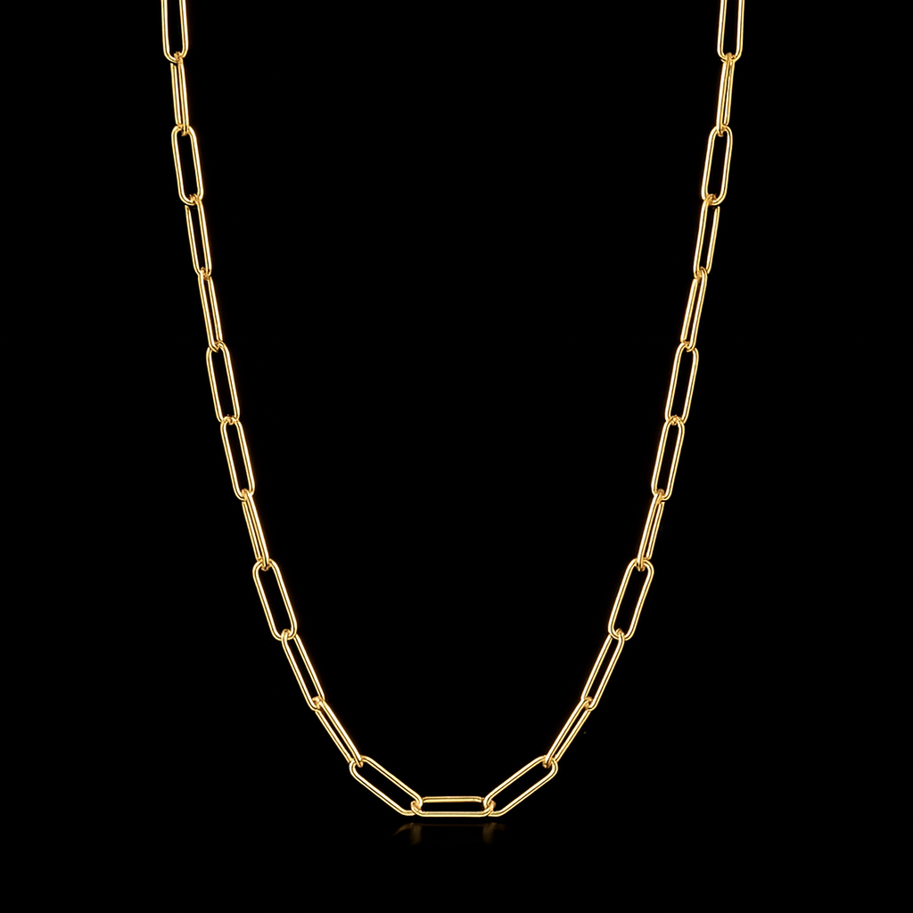 Long Linear Link Chain Necklace