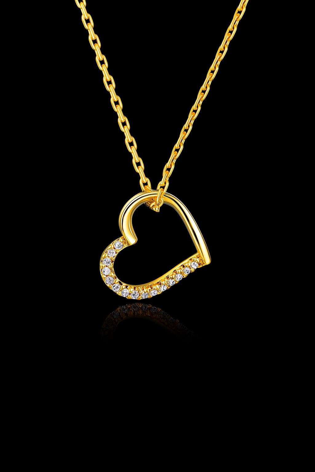 S925 Sterling Silver Fine Chains Necklace Women Light Luxury Heart-Shape Pendant Half Set Diamond Simple Tempered Necklace